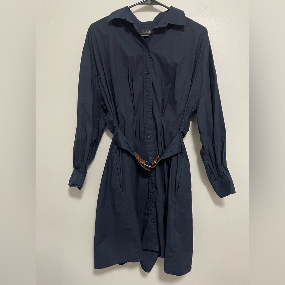 Ralph Lauren Navy Blue Belted Shirt Dress
